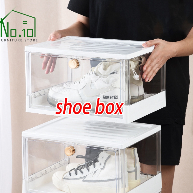 Hard Plastic Large Size Shoe Organizer Box Storage Foldable Drawer Case ...