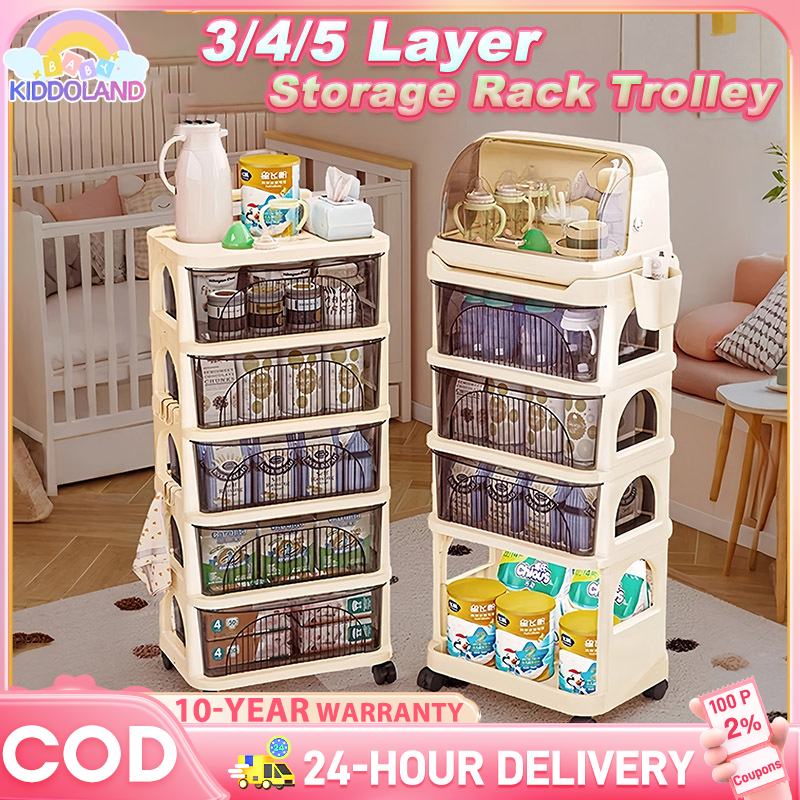[COD] 3/4/5 Layers Baby Storage Rack Bottle box With wheels Newborn ...