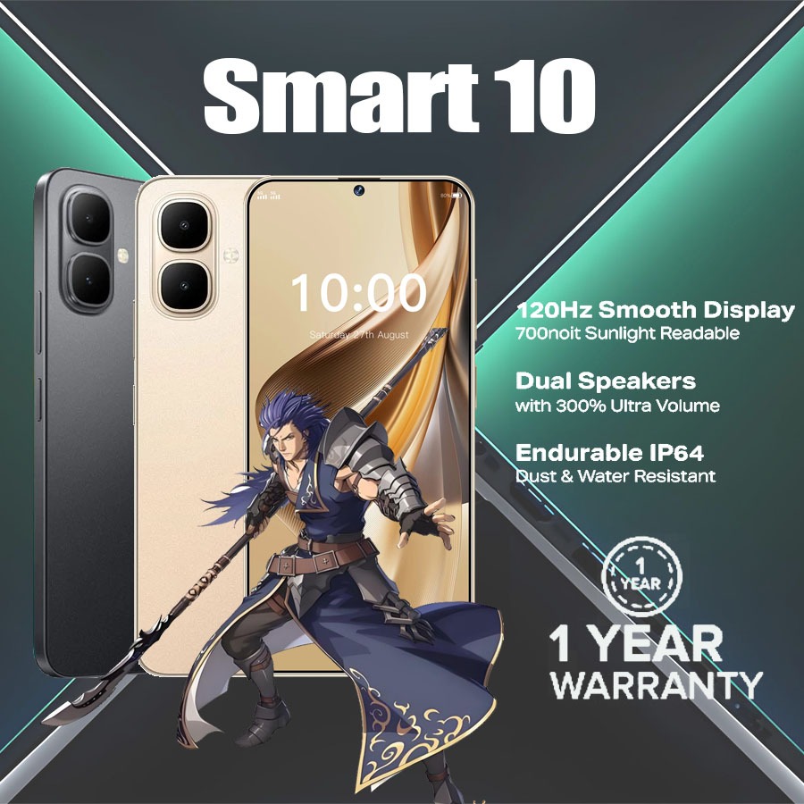 Smart 10 up to 16GB+512GB Cellphone Sale T7250 Processor 120Hz Display ...