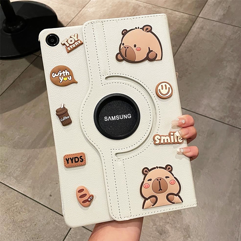 360° Rotatable Capybara Leather Tablet Case Samsung Tab A11 A9 A8 A7 A ...