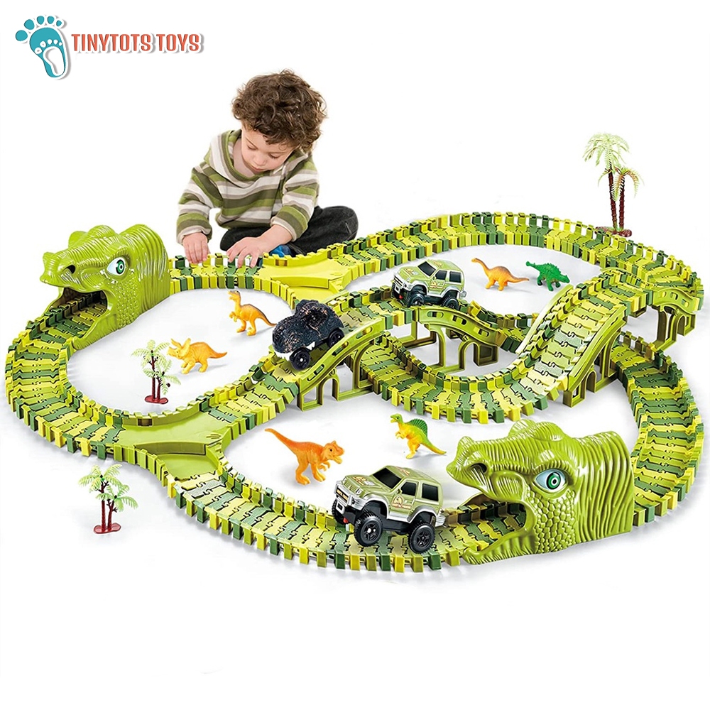 TinyTots 3D DIY Dinosaur Rail Car Toys For Kids Electric Track Train ...