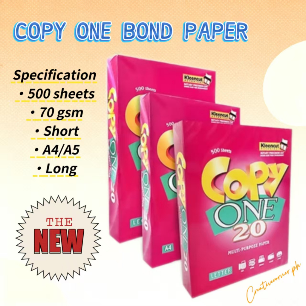 Copy One Bond Paper 70gsm Multi-purpose 500 Sheets for Inkjet and Laser ...
