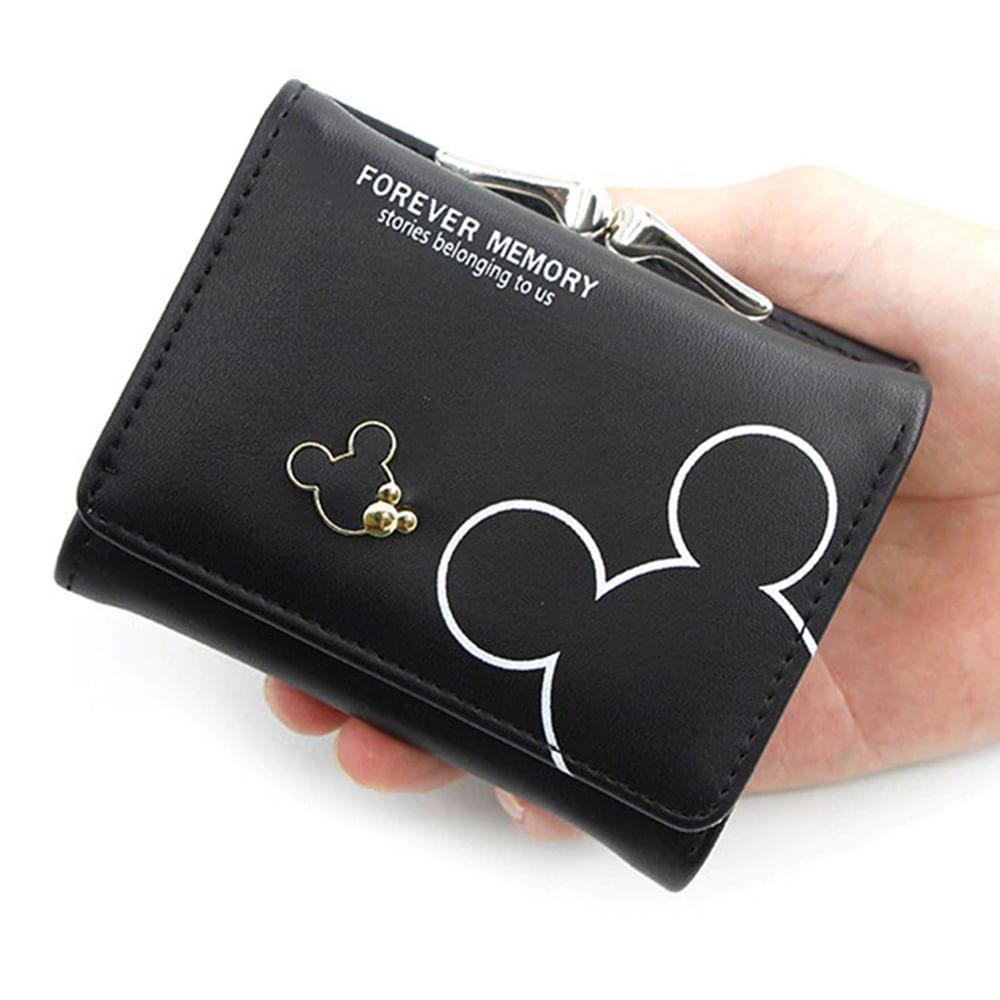 Trendy Cartoon Pattern Short Wallet, Solid Color Trifold Coin Purse ...