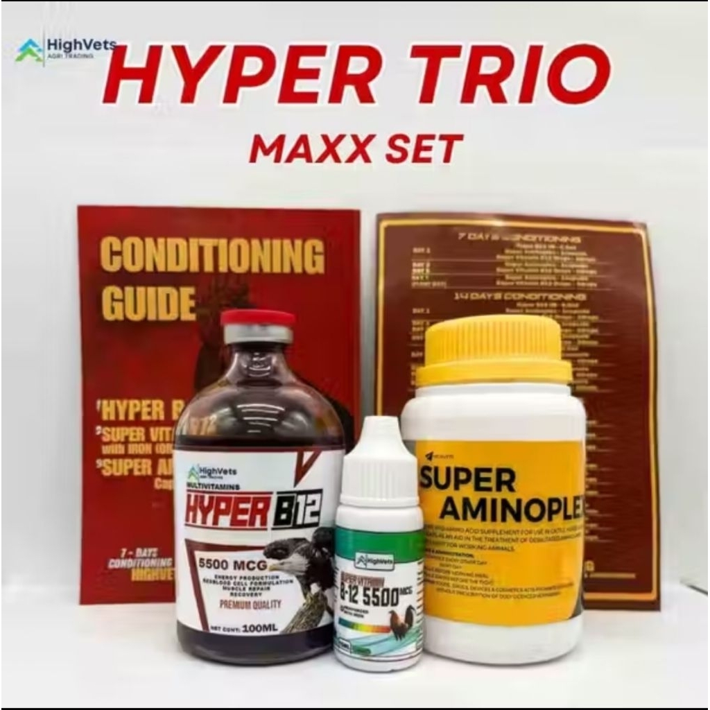 Hyper B12 TRIO Gamefowl Set - Hyper B12 IM + B12 Oral Drops + Amino ...