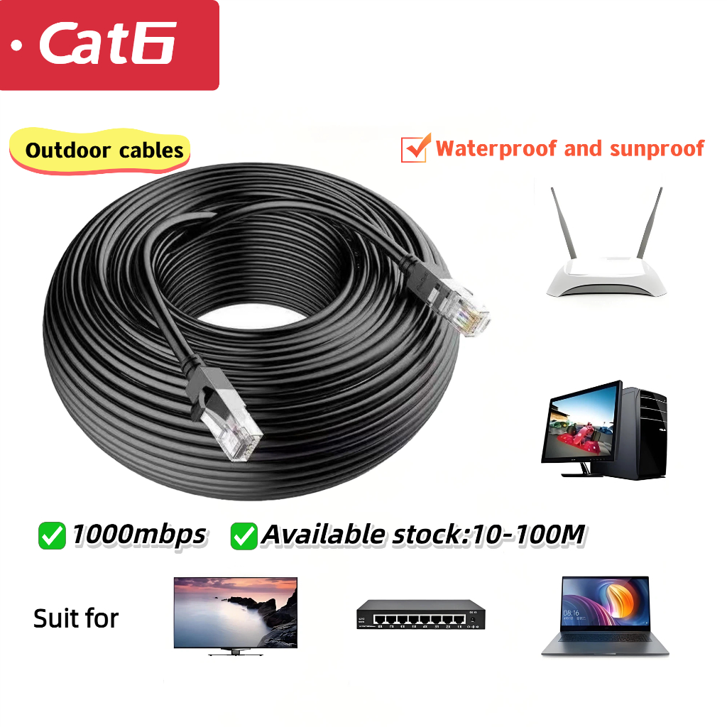 10 to 100 meters Outdoor Waterproof and Sunproof cat6 Ethernet cable ...