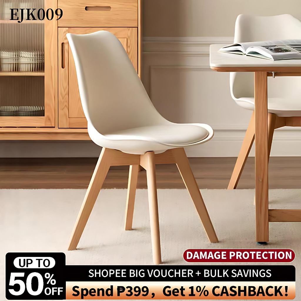 ⚡️COD⚡️Wooden Nordic Chair Home Study Chair Bedroom\Living Room Chair ...