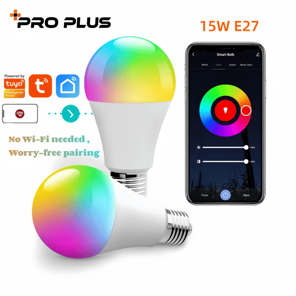 Tuya 15W E27 LED Bulb, Smart RGB for Tuya Lamp, Bluetooth APP Dimmable ...
