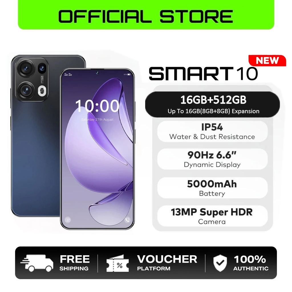 PROMO Smart 10 8GB+128GB Dual Camera 90Hz HD Display Cellphone 5G Legal ...