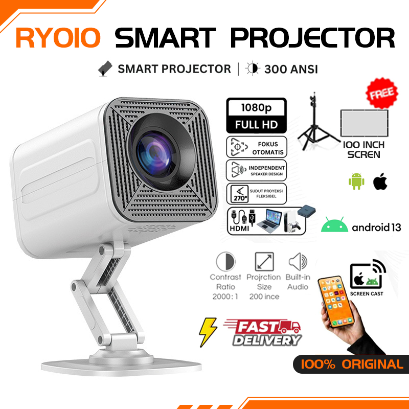 RY010 Mini 1080P Android 4k HD Smart Projector Suporta Bluetooth Mini ...