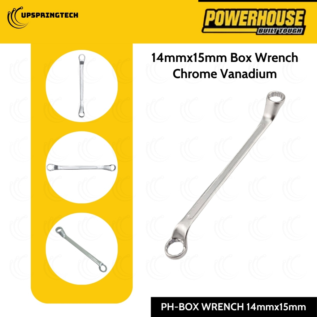 Powerhouse 14mm x 15mm Heavy Duty Box Wrench Chrome Vanadium Steel PH ...