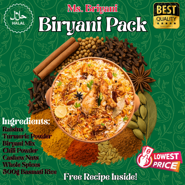 Biryani Pack for 4-6 Pax Complete Spices 500g Basmati Rice | Shopee ...