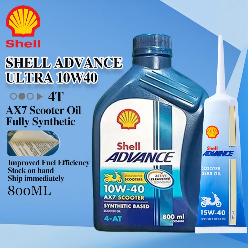 Shell Advance AX7 Scooter Oil 10W40 800ML 4T Fully Synthetic Gasoline ...