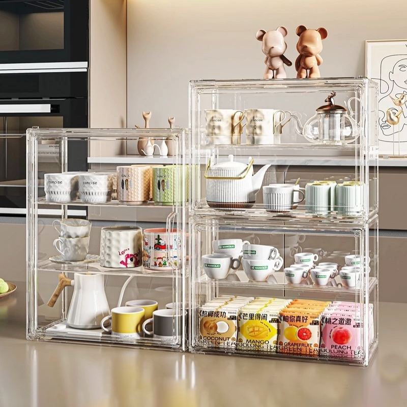 Acrylic Display Case Dustproof Cup Display Kitchen Storage Rack Cup ...