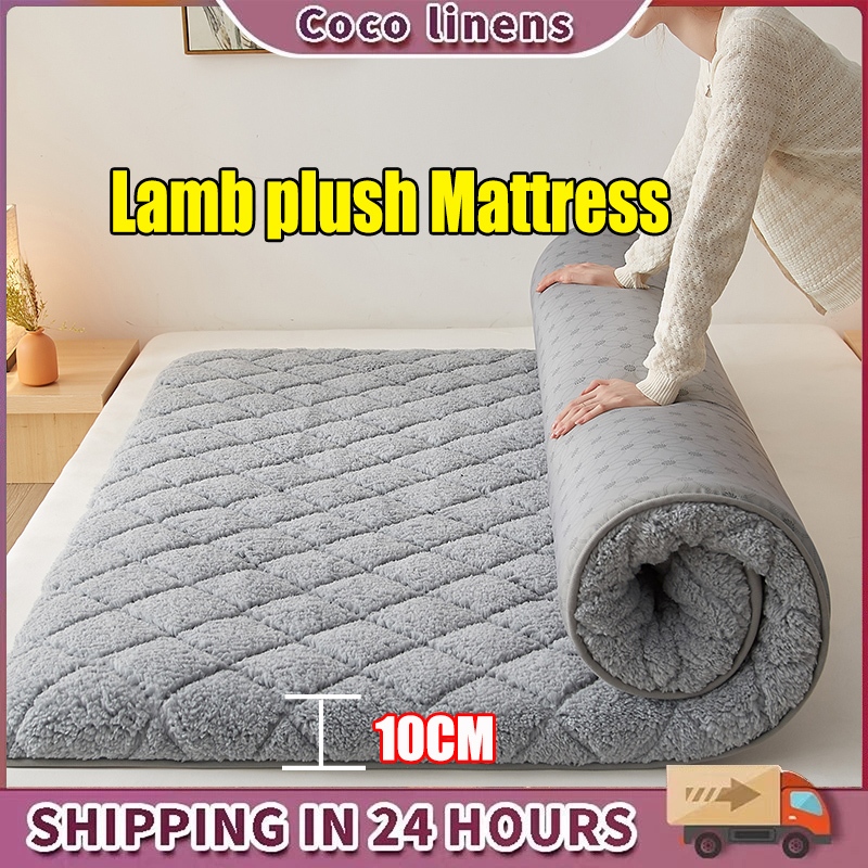 Thicken Lamb Mattres Velvet 10cm Foam Mattress Foldable Tatami Mattres ...