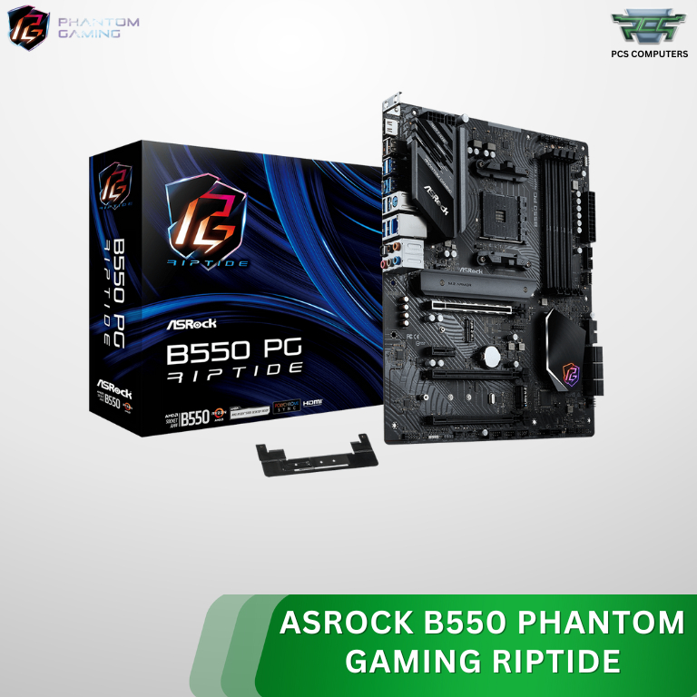 ASRock B550 Phantom Gaming Riptide ATX Motherboard – AMD AM4 Socket ...