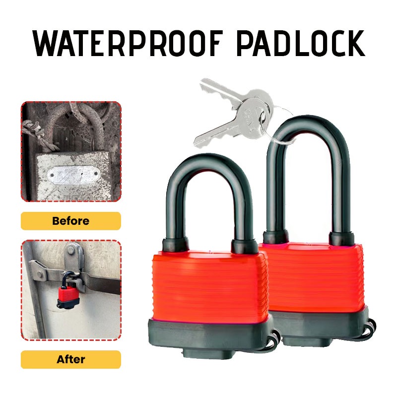 Waterproof Padlock with Key, Heavy Duty Covered Laminated Steel Keyed ...
