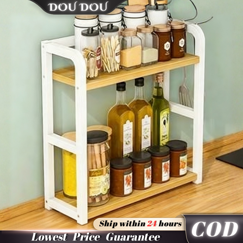 2 Layer Spice Rack Knife Rack Chopsticks Condiment Seasoning Storage ...