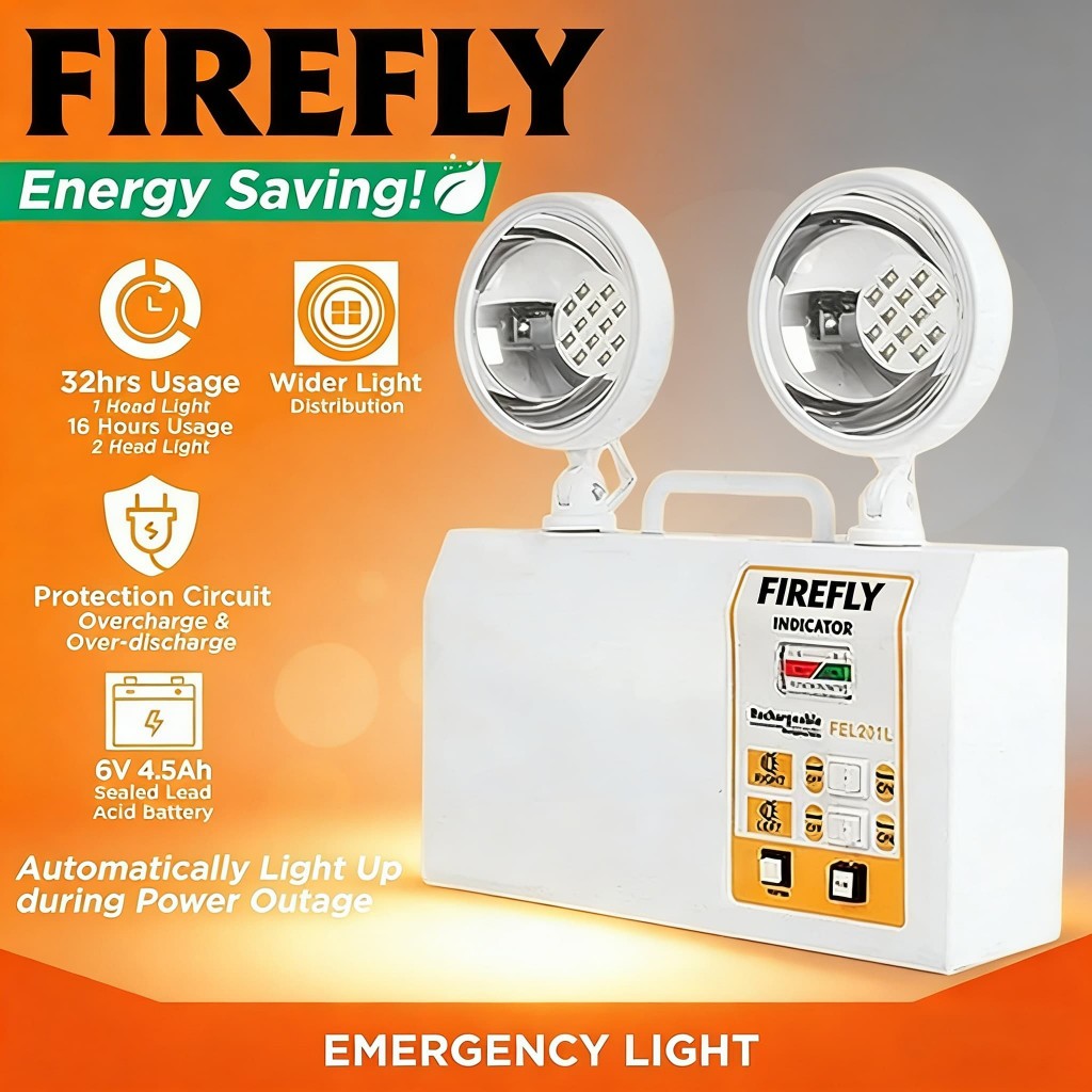 Firefly Rechargeable Twinhead Emergency Lamp - FEL201L COD | Shopee ...