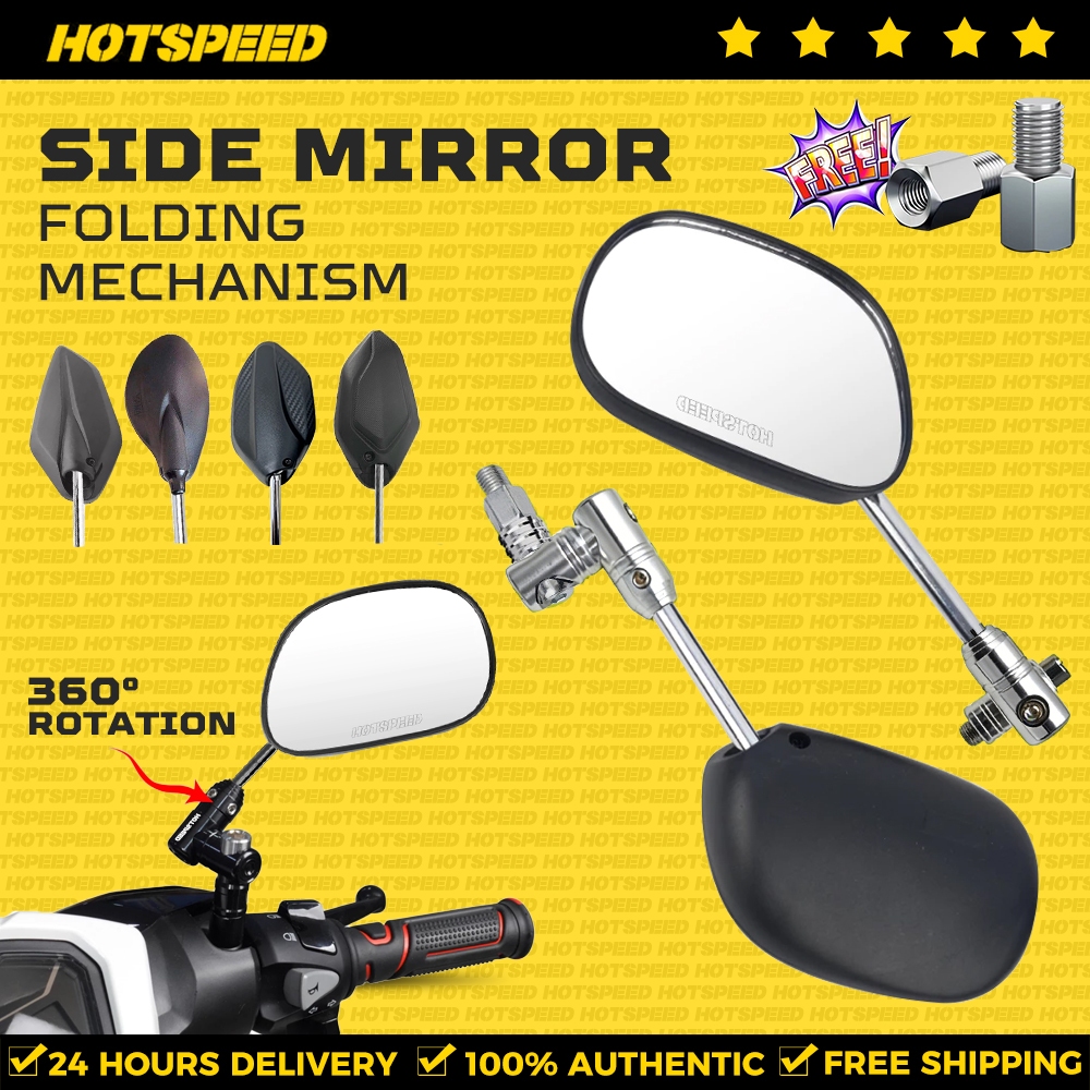 HOTSPEED Side Mirror For Motorcycle 360 Rotation Universal CNC Folding ...