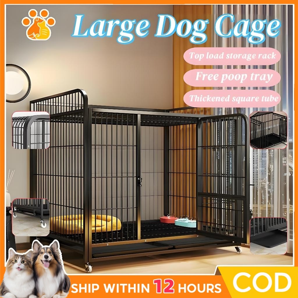 Large Dog Cage Square Tube Dog Cage Portable Mobile Dog Cage With 4 ...