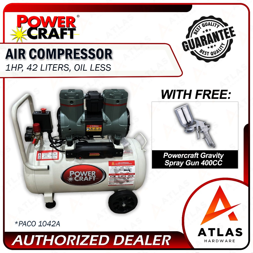 Powercraft Oil Less Air Compressor 1HP 42 Liters PACO 1042A with ...