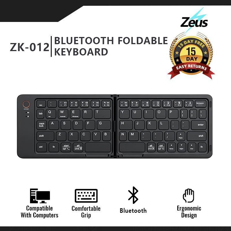 Zeus Slim Folding Keyboard Portable Bluetooth Keyboard for Laptop Mini ...