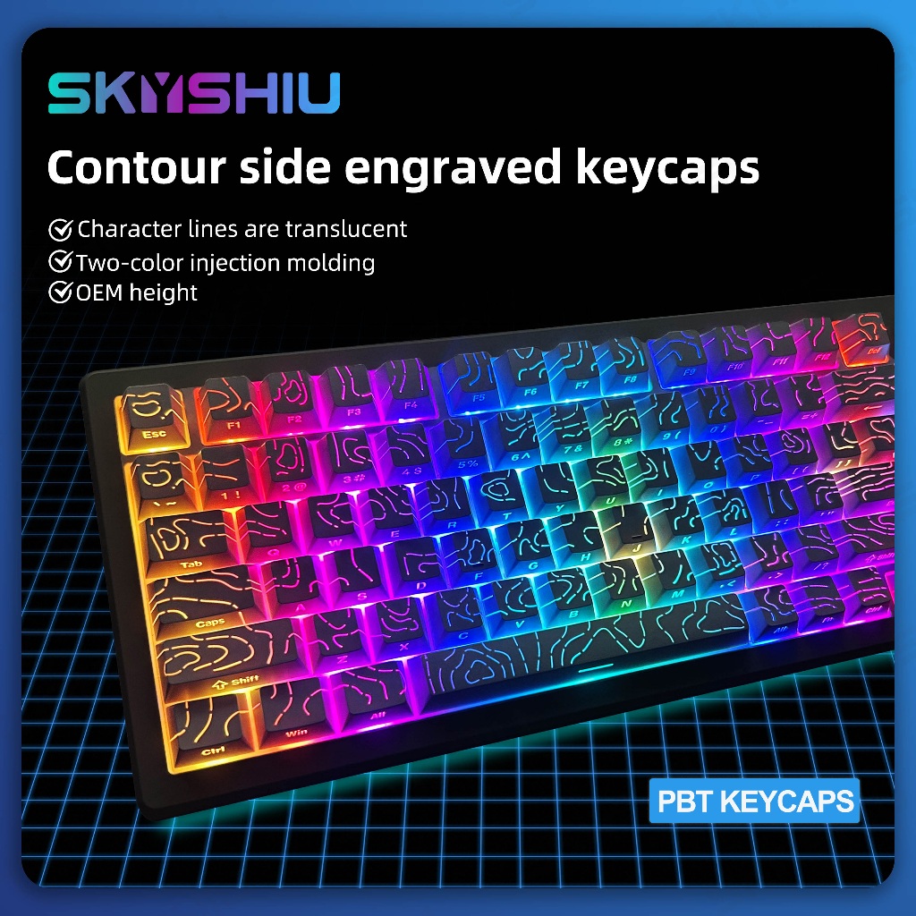 SKYSHIU Contour Keycaps 4.0 PBT Design for Mechanical Keyboard Gaming ...