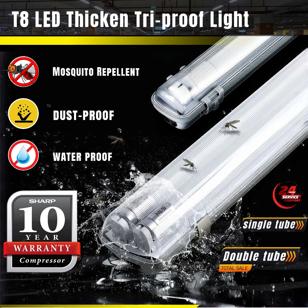 【T8 Tri-Proof Light】 Waterproof/Dustproof/Mosquito Repellent, 10-Yr ...