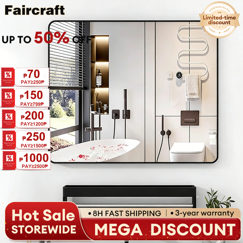 Bathroom Mirror With Shelf Wall Mirror Makeup Mirror Square HD Mirror ...