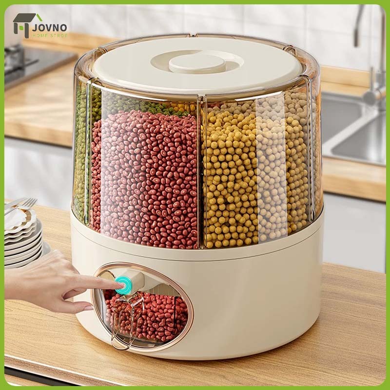 JOVNO 6/11kg Rice Storage Container Rotatable Cereal Dispenser Tight ...