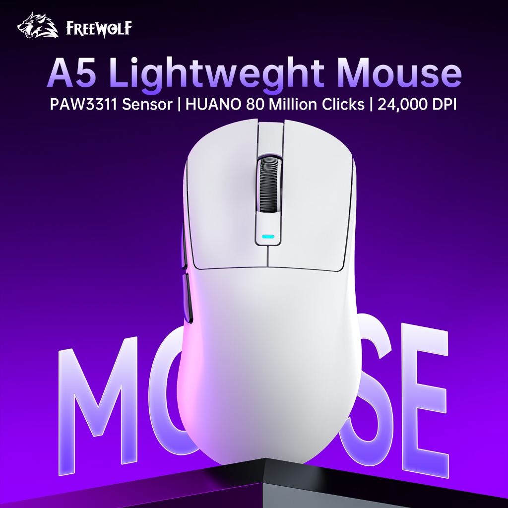 FREEWOLF A5 Lightweight Mouse PAW3311 E-sports Game 500mAh Wireless ...