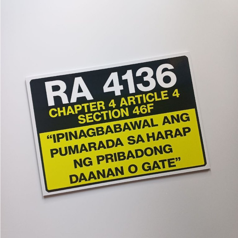 No Parking RA 4136 Signs on Sintra Boards Safety Signage For Household ...
