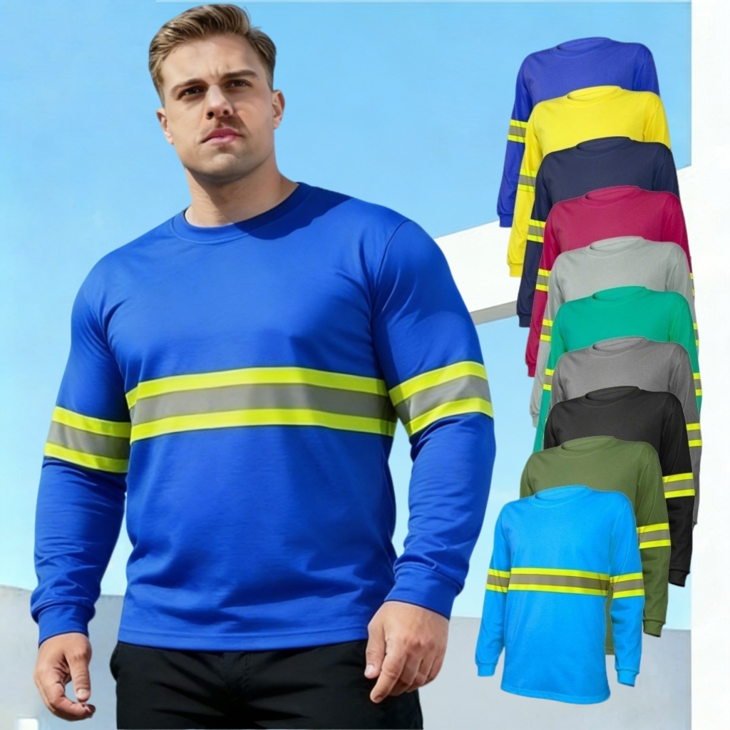 Reflectorize Strips Long-Sleeve for Safety Construction & Roadwork Long ...