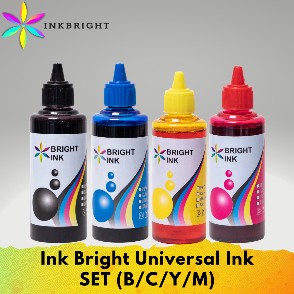 InkBright Universal Ink Black Cyan Yellow Magenta Set (REFILL KIT ...