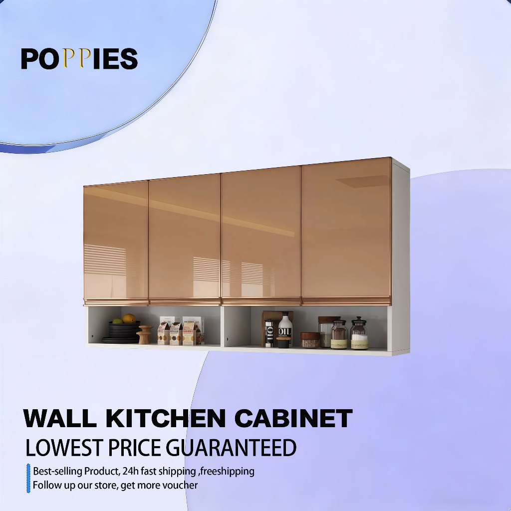 POPPIES Aluminum Kitchen Wall Mounted Cabinets GlassDoor Anti Termite ...