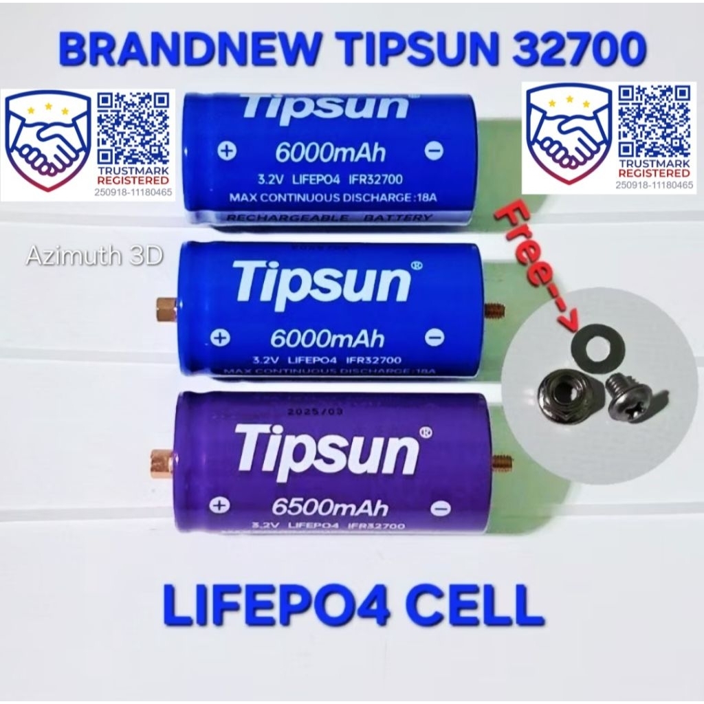 TIPSUN 32700 6500mAh 6000mAh LiFePO4 Battery. | Shopee Philippines
