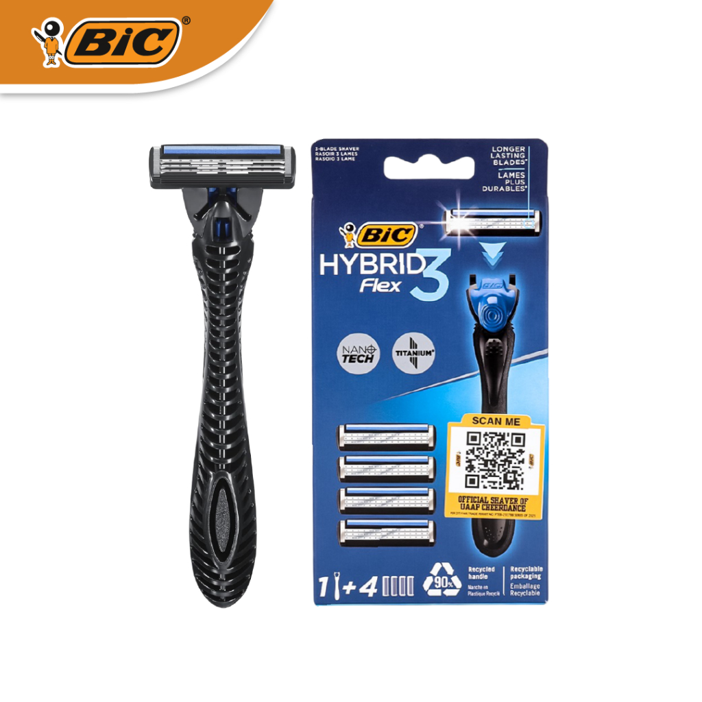 BIC Flex 3 Hybrid Shaving Kit 1 Razor Handle + 4 Refills (Flexible ...