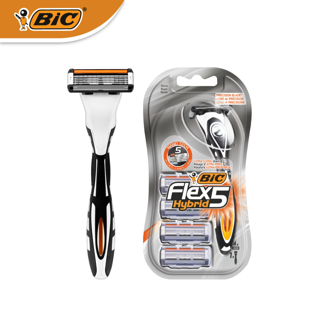 BIC Flex 5 Hybrid Shaving Kit: 1 Razor Handle + 4 Refills (Five-Blade ...