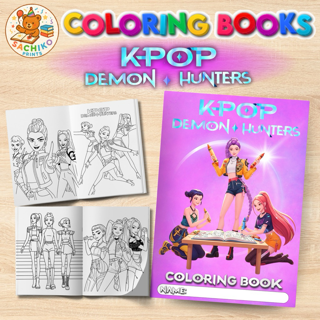 K-POP DEMON HUNTERS HUNTRIX HAPPY KIDS COLORING BOOK BY SACHIKO PRINTS ...