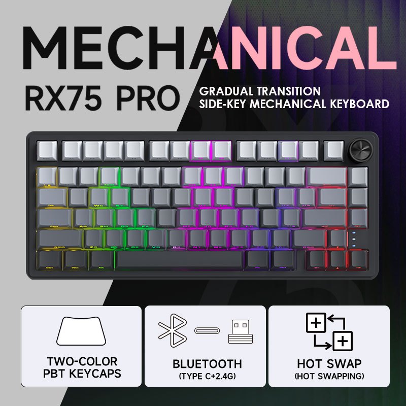 ZIFRIEND RX75 PRO Mechanical Keyboard Wireless Keyboards Gasket ...