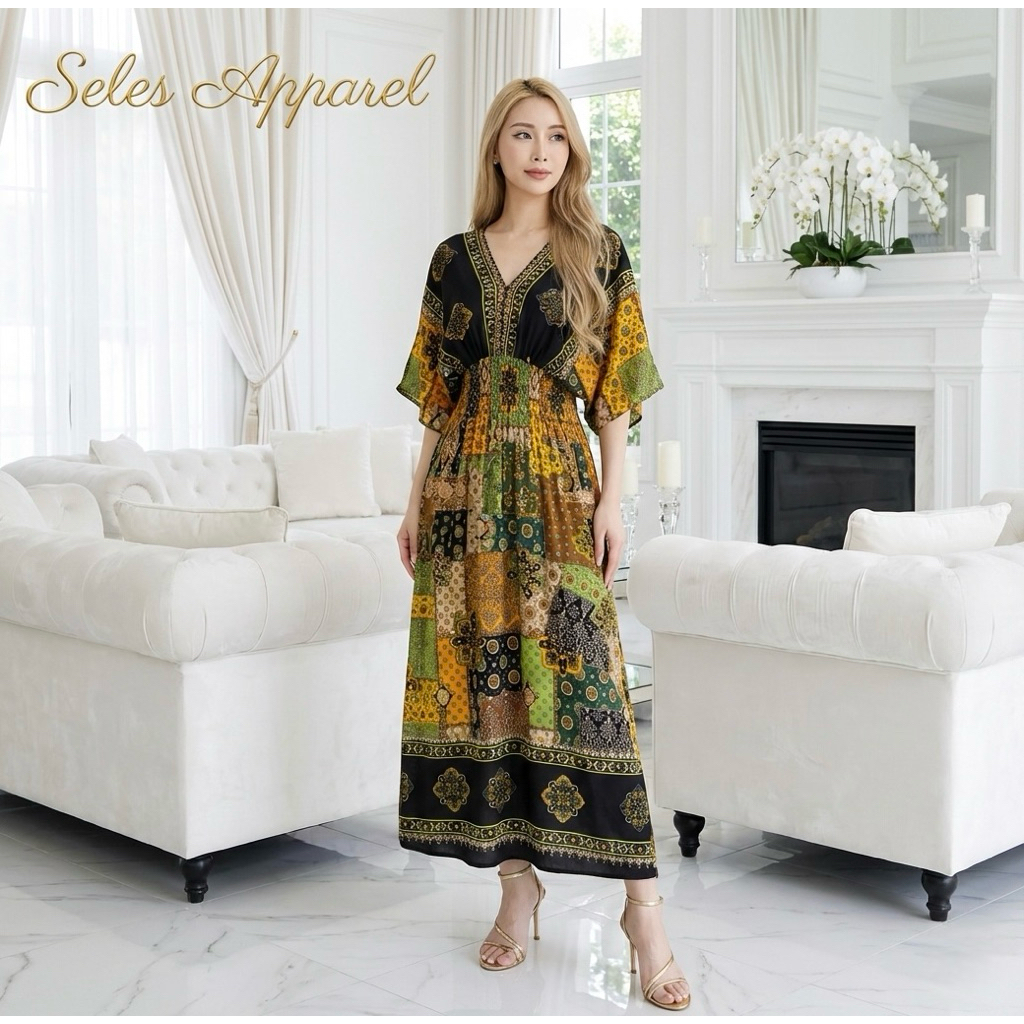 shopee bohemian dress Women Ladies Summer Bohemian Sleeveless Sling Dress Long Floral Cotton  Beach Sleeveless Maxi Dress Ready Stock New