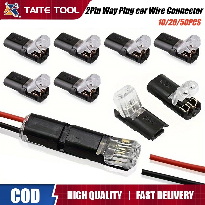 10-50 Pcs Electrical Connector Wire Cable - 2Pin Way Plug Automotive ...