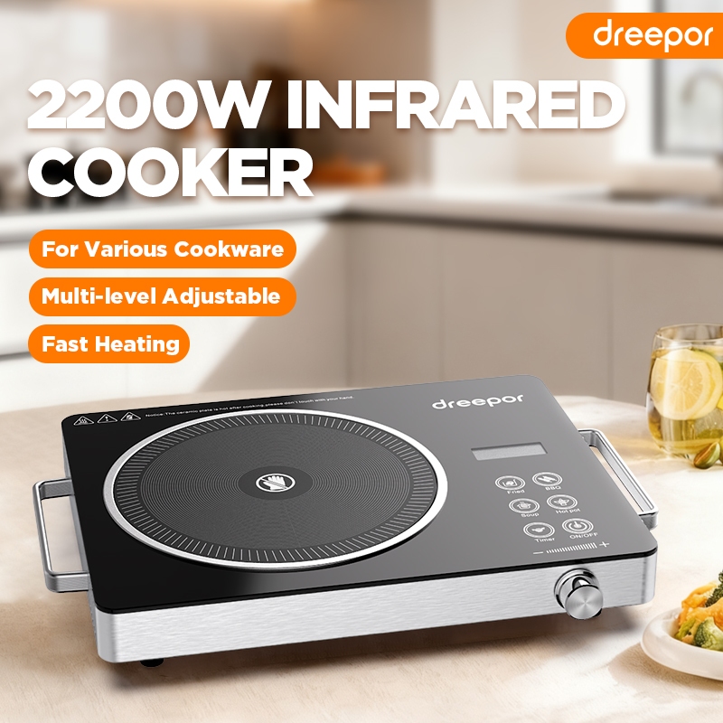 Dreepor Electric Cooker Ceramic Heater Touch Screen With Knob Multi ...