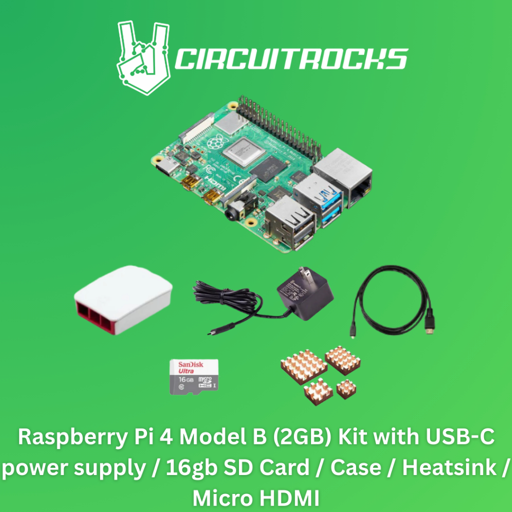 Circuitrocks Raspberry Pi 4 Model B (2Gb) With USB-C Power Supply,16Gb ...