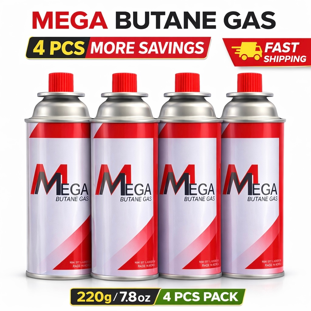 MEGA 220g Butane Gas Canisters 4PCS – Home Hotpot, Portable Stove ...