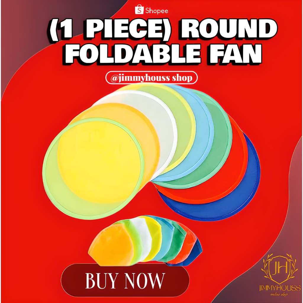 1-PIECE Round Foldable Fan Plain Nylon Colorful Frisbee Fan | Shopee ...