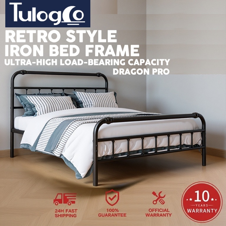 Tulogco Retro European Iron Bed Frame Metal Thickened Reinforced easy ...