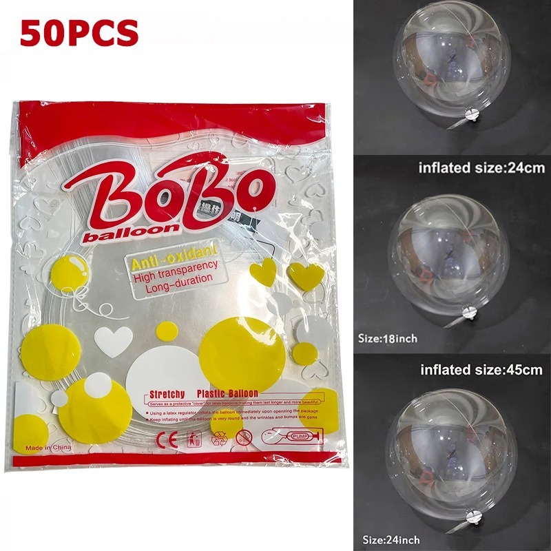 50 Pcs Bobo Balloon Set 18''20''24 Inch Clear Balloon Transparent ...