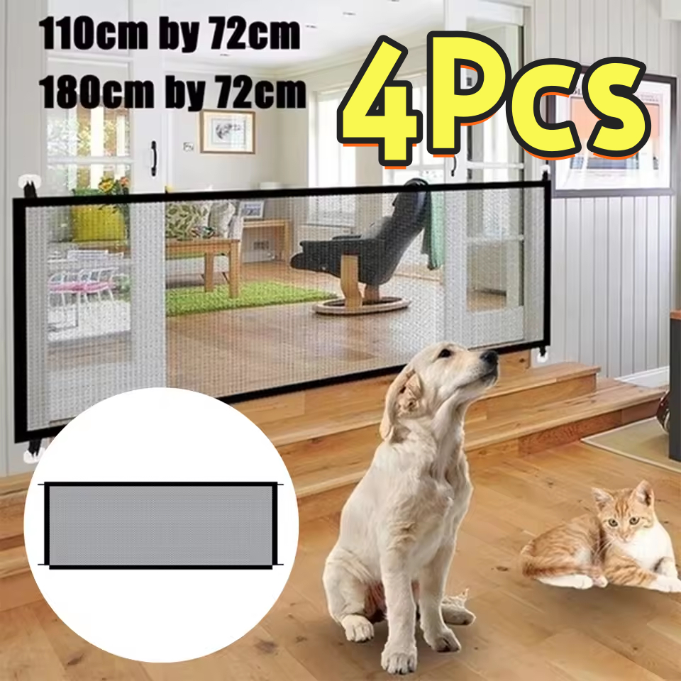 4Pcs Portable Foldable Adjustable Pet Magic Gate Baby Safety Door Gate ...