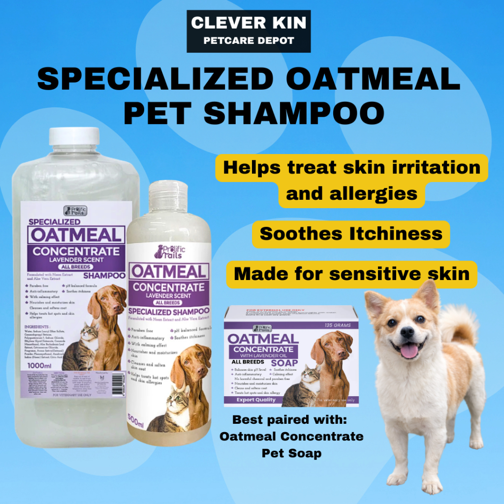 Clever Kin Oatmeal Pet Shampoo by Prolific Tails, For Itchy Irritated ...